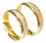 Par De Alianças De Ouro Com Detalhes Em Ouro Branco Bodas