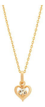 Colar Coração Vazado Cristal Ouro 24 K