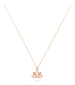 Colar Prata 925 + Pingente Flor De Lotus Quartz Ouro Rose Azul