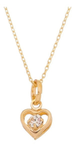 Colar Coração Vazado Cristal Ouro 24 K