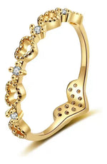 Anel Feminino Coração Ouro 24 K